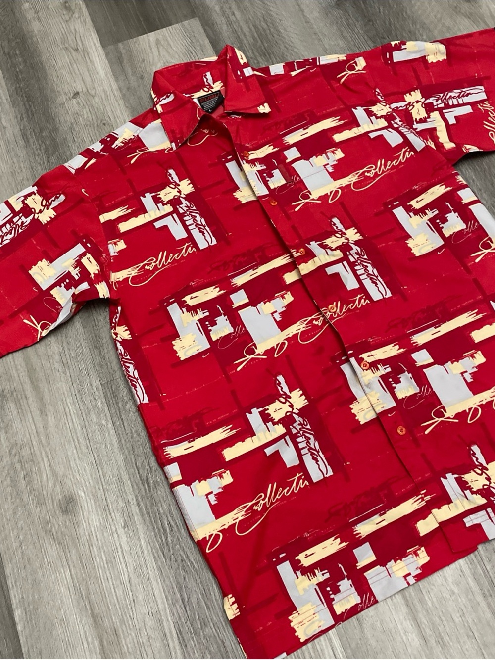 FUBU Red Graphic Short-Sleeve Button-Down Shirt